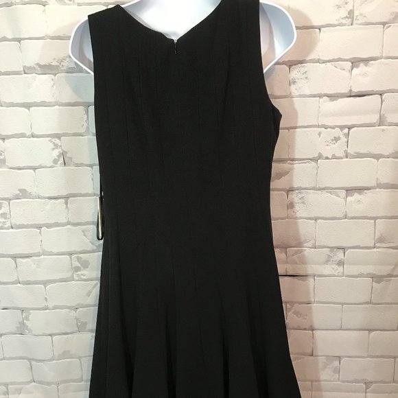 Solid Boat Neck Sleeveless Fit + Flare Dress - Picture 3 of 5